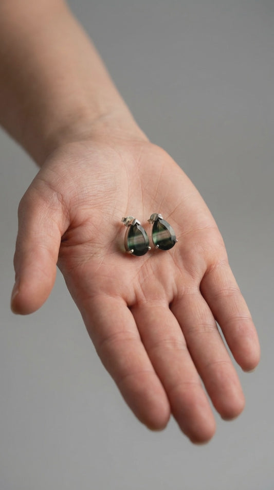 Earings silver Gemm rock